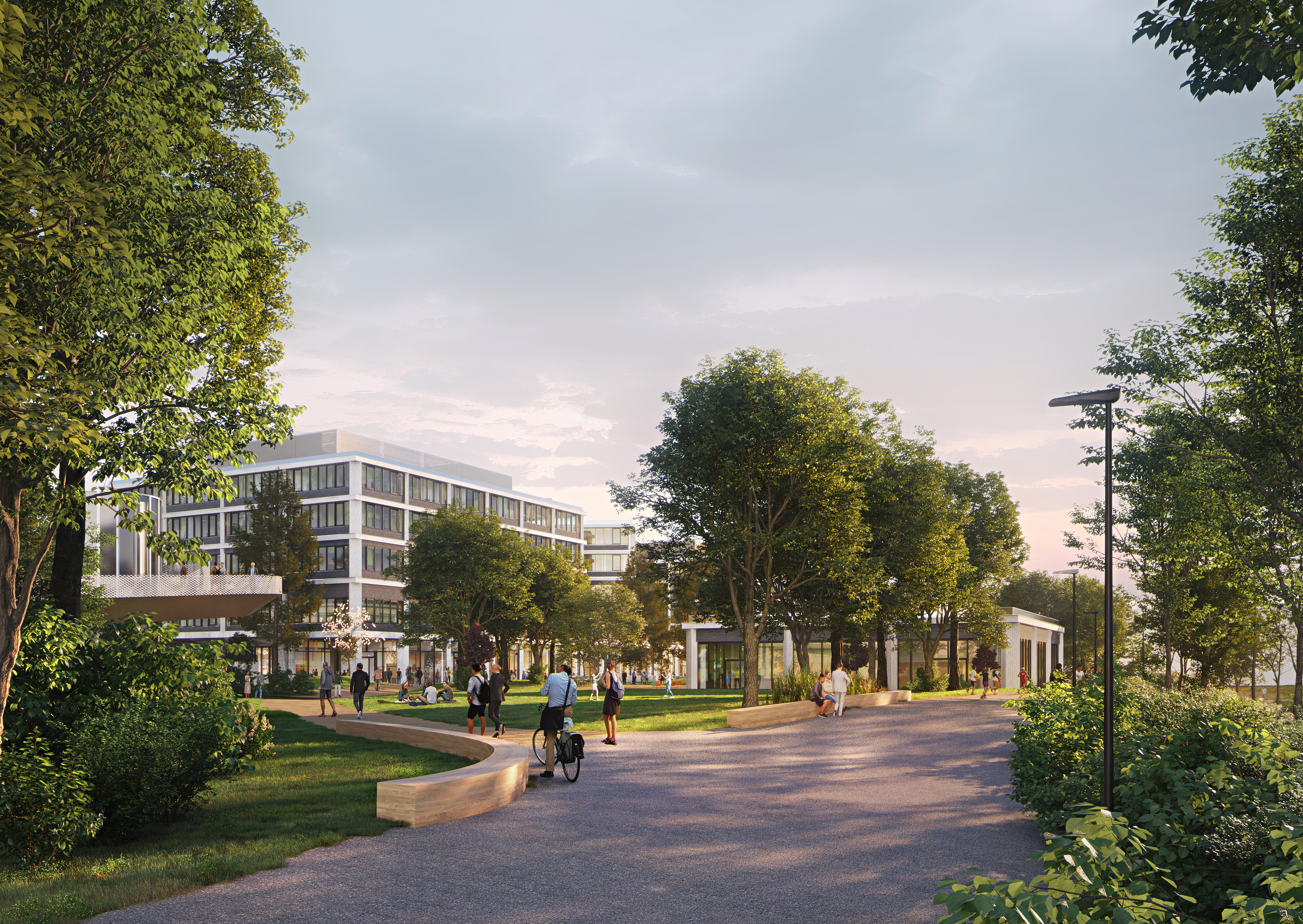 Dieses Bild zeigt sich Velofahrenden, die über die Passerelle «Steigerhubel» zum Campus gelangen.